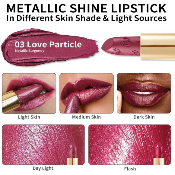 🆕 Metallic Shine Purple Lipstick Moisturizing Creamy Formula Vegan Lip Color - Picture 6 of 9